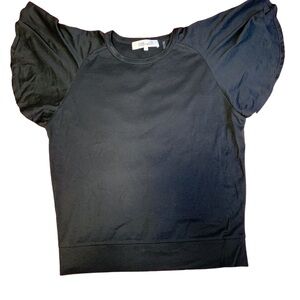 Diane Von Furstenberg Black Batwing Sleeve T-Shirt in Size M